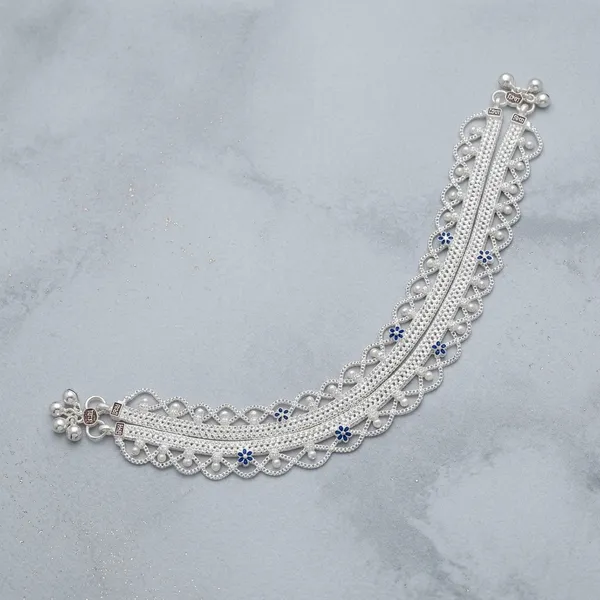 Silver_Tone_Scalloped_Floral_Geometric_Anklet_For_Women