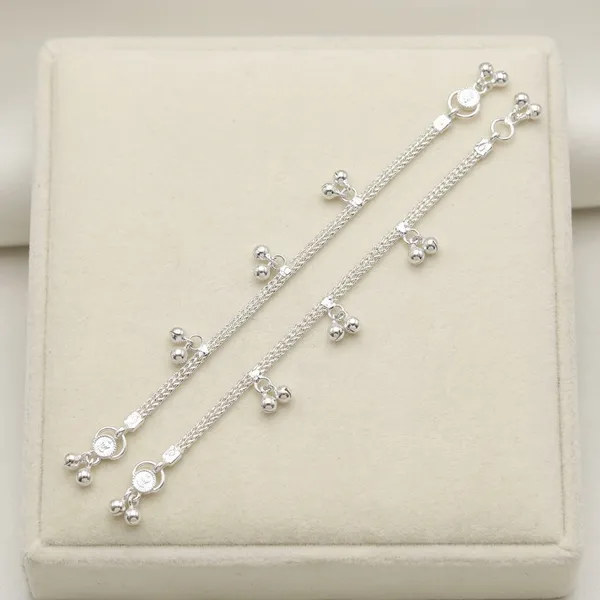 Silver_Tone_Double_Chain_Charm_Anklet_For_Women