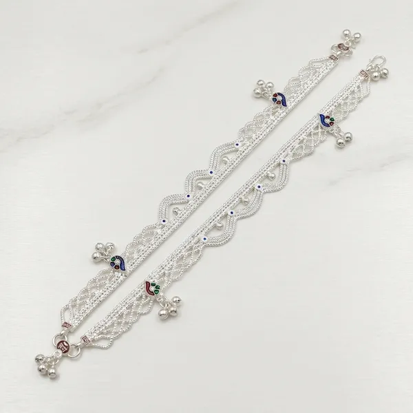Silver_Tone_Braided_Beaded_Charm_Anklet_Pair_For_Women