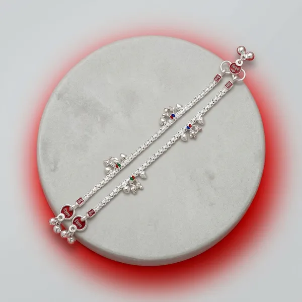 Silver_Tone_Double_Chain_Charm_Anklet_For_Girls_Pack_Of_2
