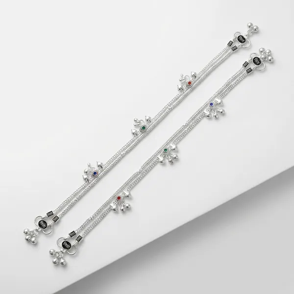 Silver_Tone_Floral_Dangling_Charm_Chain_Anklet_For_Women