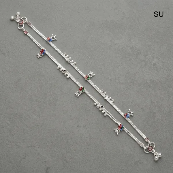 Silver_Tone_Double_Chain_Floral_Charm_Anklet_Pair_For_Women_Pack_Of_2