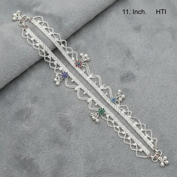Silver_Metal_Floral_Stone_Embellished_Anklet_For_Women