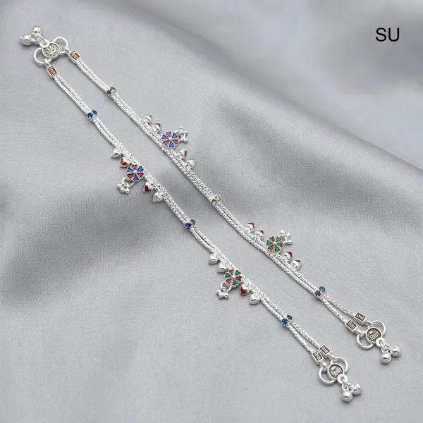 Silver_Floral_Charm_Double_Chain_Anklet_For_Women_Pack_Of_2