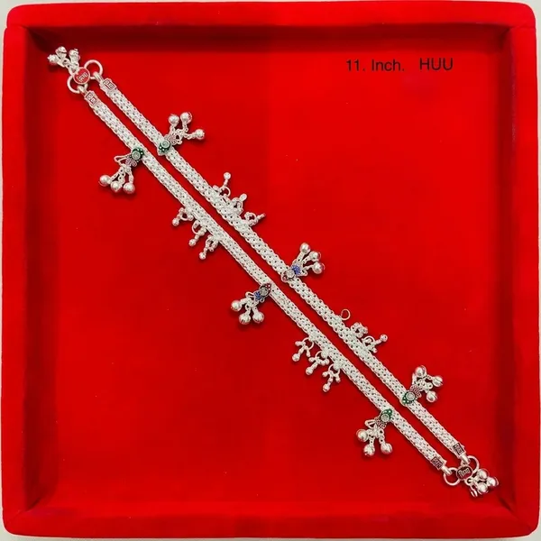 Silver_Tone_Beaded_Double_Chain_Charm_Anklet_For_Women