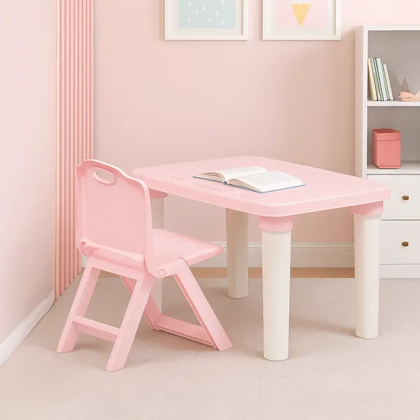 Table_and_Folding_Chair_Pink