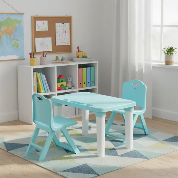 Table_and_double_folding_chair_Blue