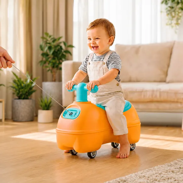 360°_Silent_Wheels_Ride-On_Toy_With_Pull_Rope,_Orange