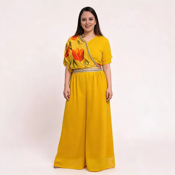 Yellow_Chinon_Flared_Printed_Top_and_Plazo_Set_For_Women
