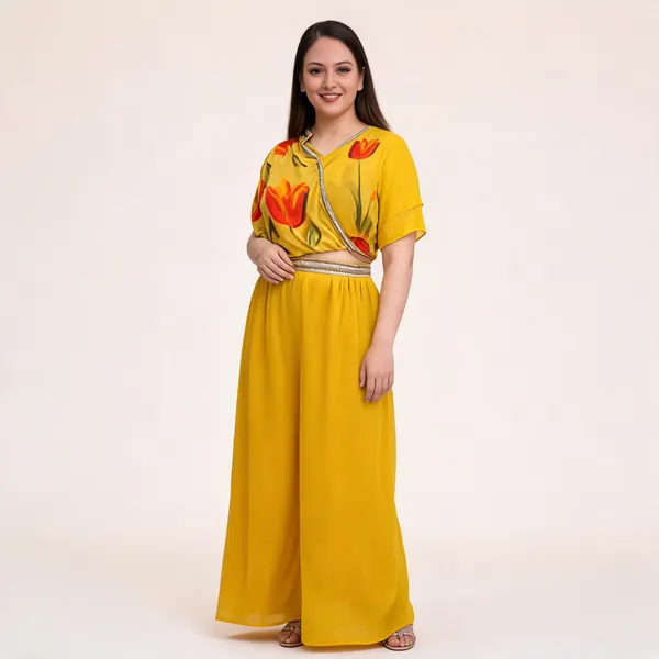 Yellow_Chinon_Flared_Printed_Top_and_Plazo_Set_For_Women
