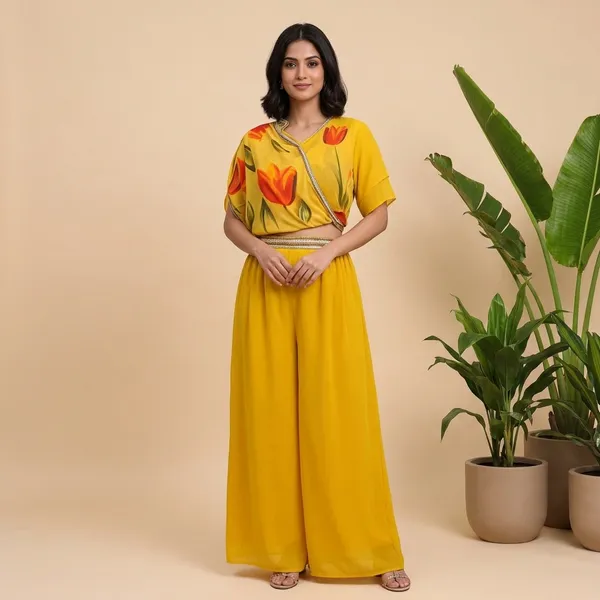 Yellow_Chinon_Flared_Printed_Top_and_Plazo_Set_For_Women