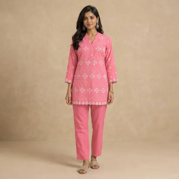 Pink_Rayon_Embroidered_Kurta_Set_For_Women