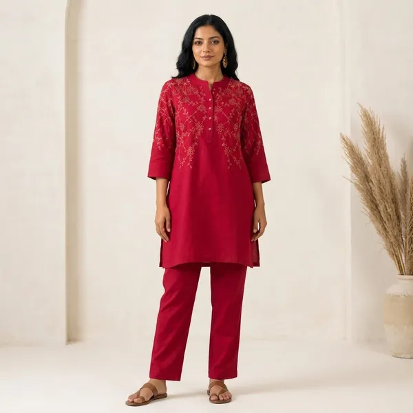 Deep_Peach_Rayon_Straight_Embroidered_Kurta_Plazo_set_For_Women