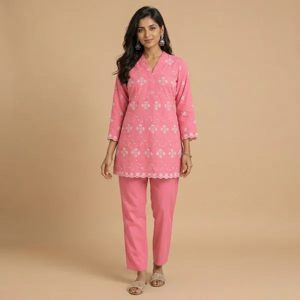 Pink_Rayon_Straight_Embroidered_Kurta_Set_For_Women