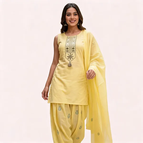 Yellow_Cotton_Embroidered_Farshi_Salwar_Suit_Set_For_Women