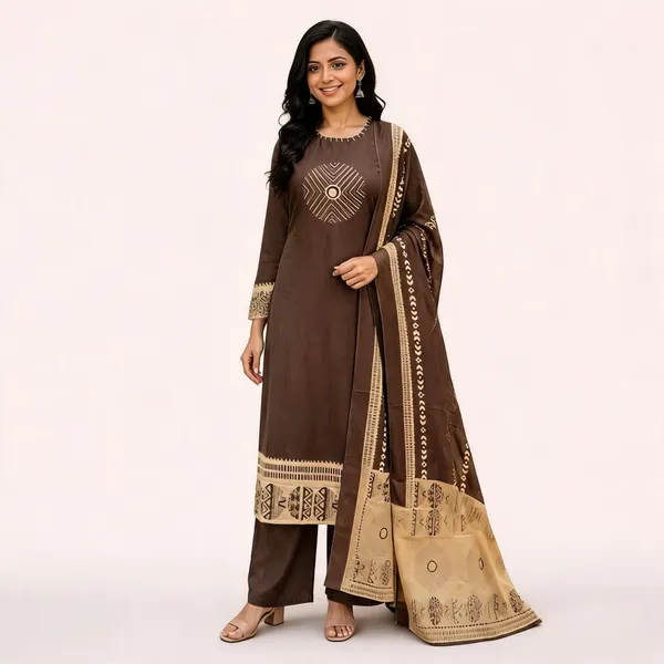 Brown_Cotton_Straight_Printed_Kurta_Set_For_Women