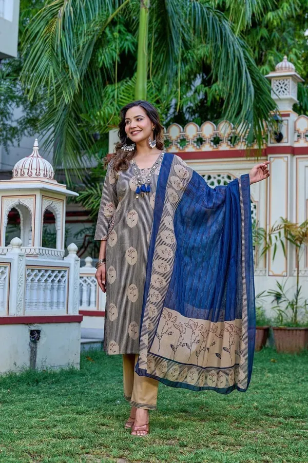 Beige_and_Blue_Cotton_Straight_Printed_Kurta_Set_For_Women