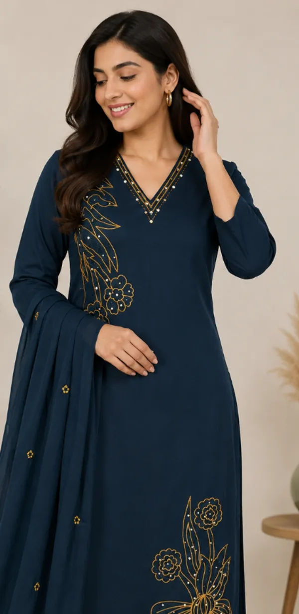 Blue_Cotton_Embroidered_Straight_Kurta_Set_For_Women