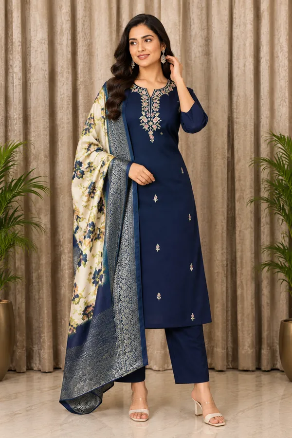 Navy_Blue_Dola_Silk_Straight_Embroidered_Kurta_Set_For_Women