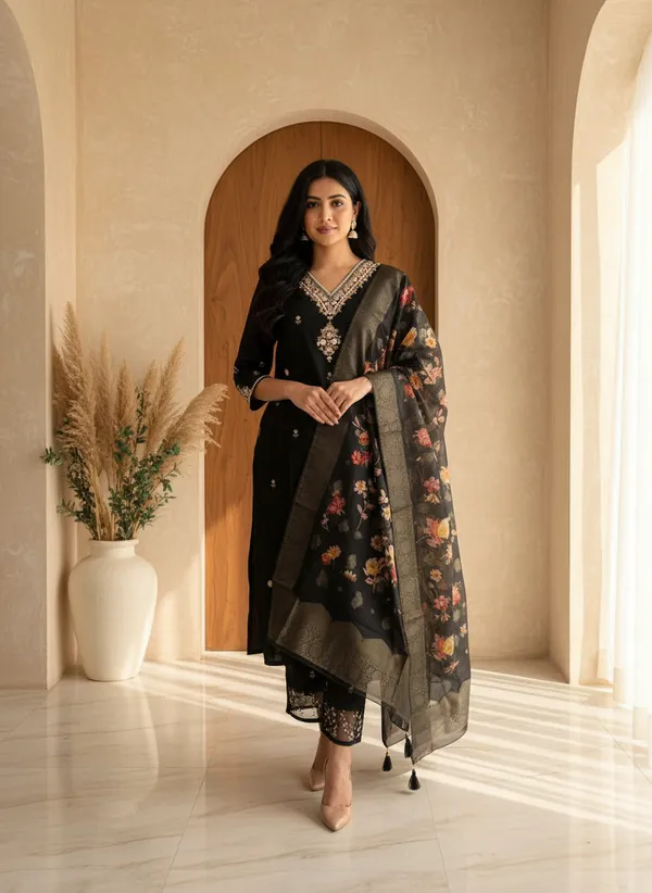Black_Dola_Silk_Embroidered_Kurta_Palazzo_Set_For_Women
