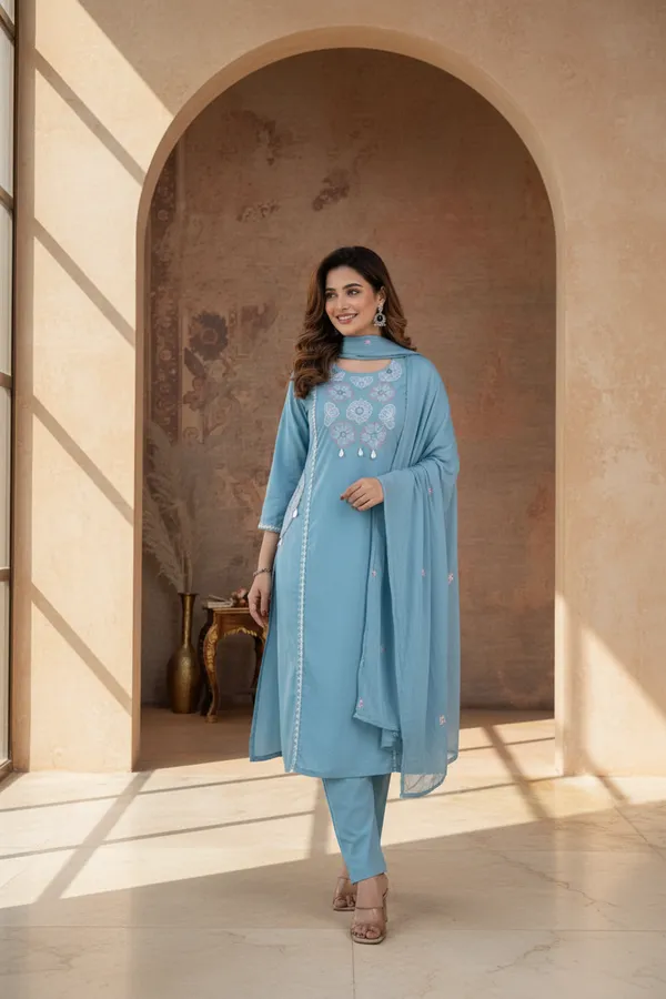 Blue_Cotton_Embroidered_Straight_Suit_Set_For_Women