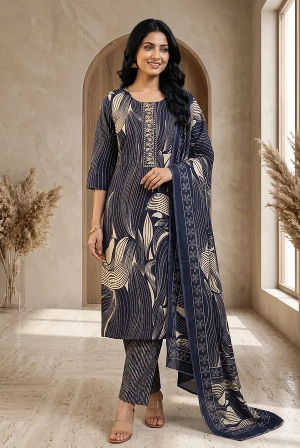 Blue_Cotton_Printed_Straight_Kurta_Set_For_Women