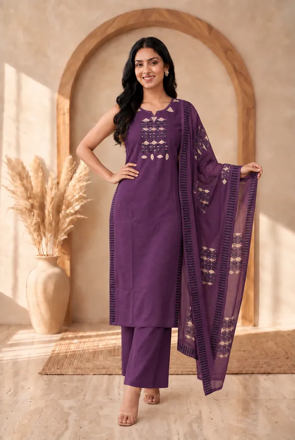 Purple_Cotton_Straight_Embroidered_Kurta_Pant_Set_For_Women