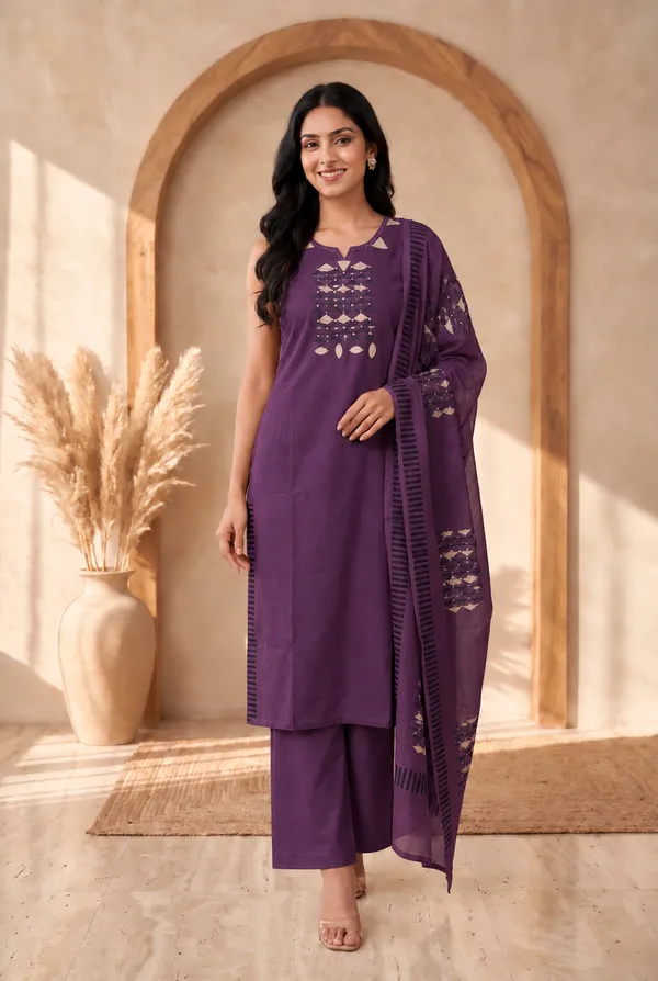 Purple_Cotton_Straight_Embroidered_Kurta_Pant_Set_For_Women