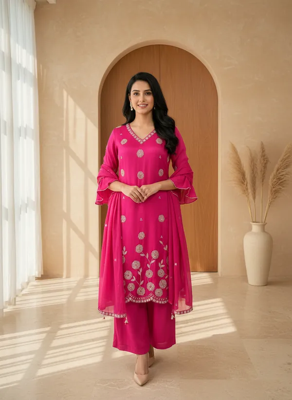Pink_Pure_Chinon_Embroidered_Kurta_Palazzo_Set_With_Dupatta_For_Women