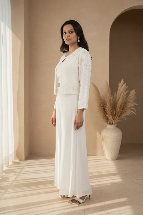 White_Heavy_Chiffon_Embroidered_Three-Piece_Co-Ord_Set_For_Women