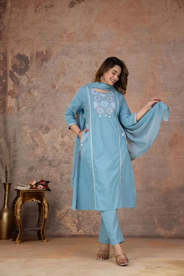 Blue_Cotton_Embroidered_Straight_Suit_Set_For_Women
