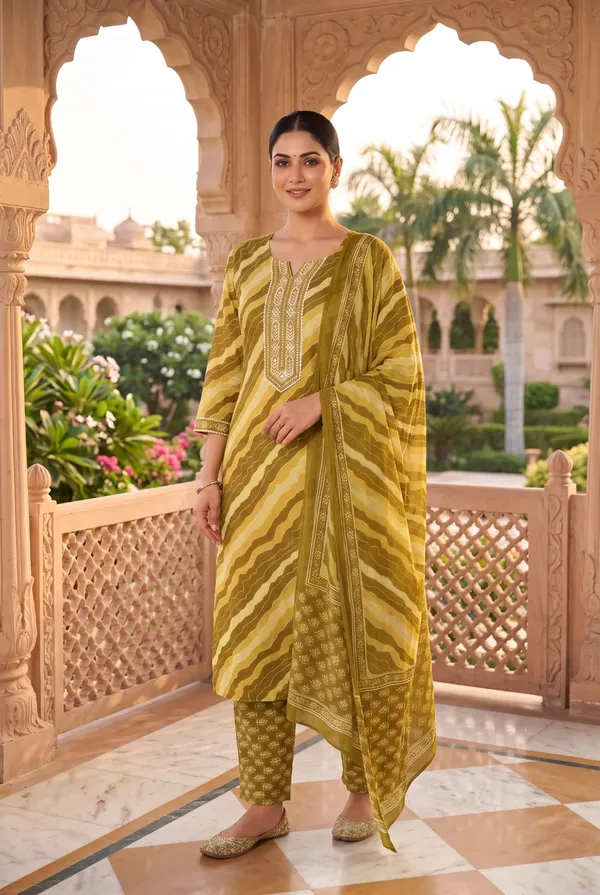 Yellow_Cotton_Printed_Straight_Kurta_Set_For_Women
