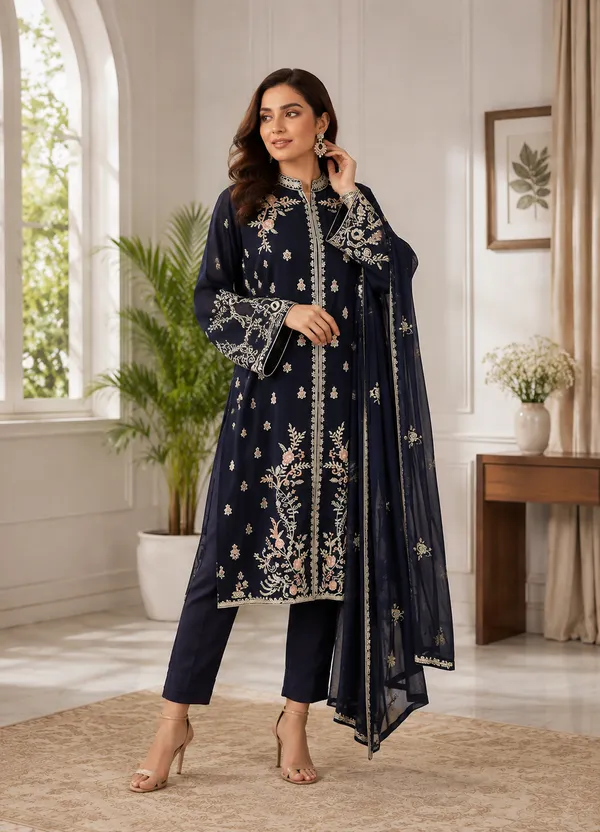 Navy_Heavy_Georgette_Pakistani_Style_Embroidered_Suit_Set_For_Women