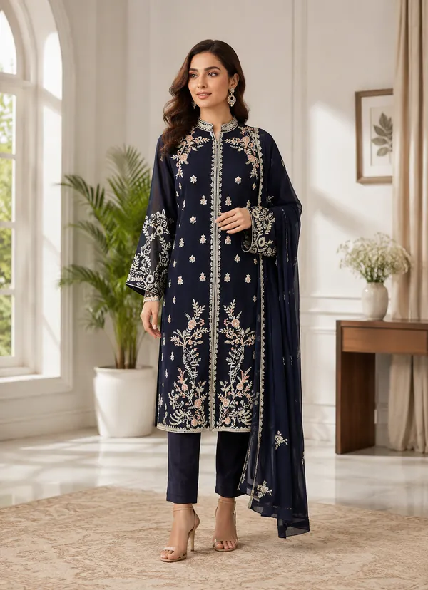 Navy_Heavy_Georgette_Pakistani_Style_Embroidered_Suit_Set_For_Women