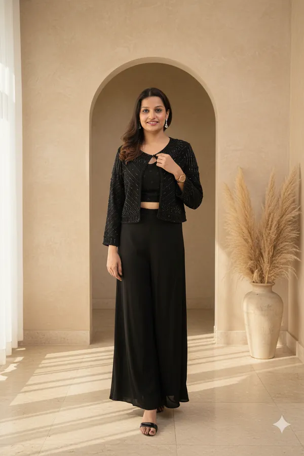 Black_Heavy_Chiffon_Embellished_Wide-Leg_Co-Ord_Set_For_Women
