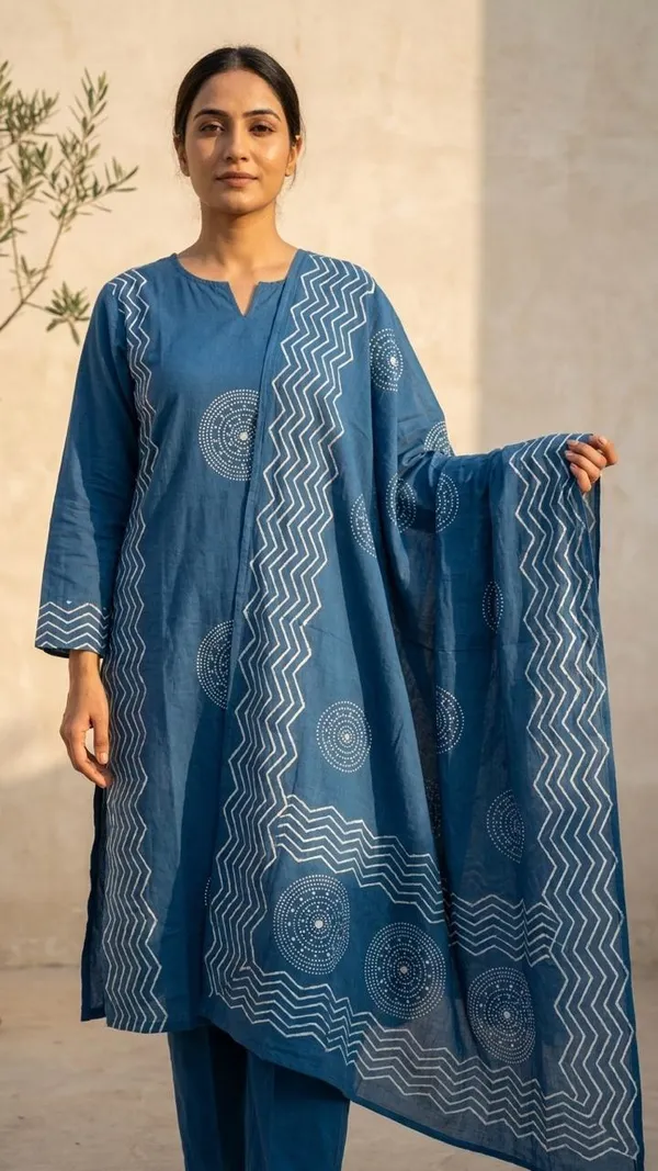 Blue_Cotton_Geometric_Print_Straight_Suit_Set_For_Women