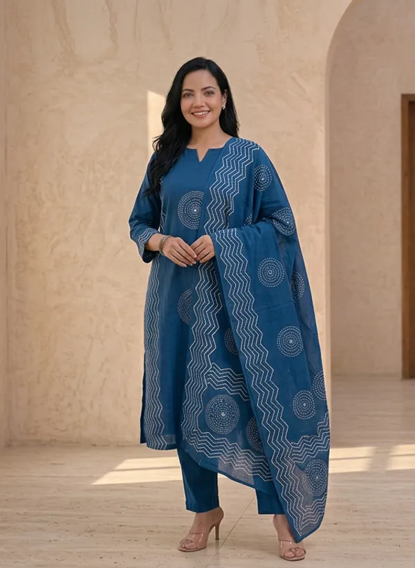 Blue_Cotton_Geometric_Print_Straight_Suit_Set_For_Women