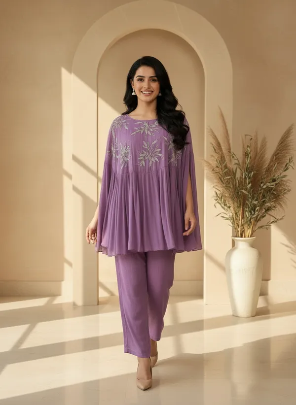 Purple_Chiffon_Kaftan_Style_Floral_Co-Ord_Set_For_Women
