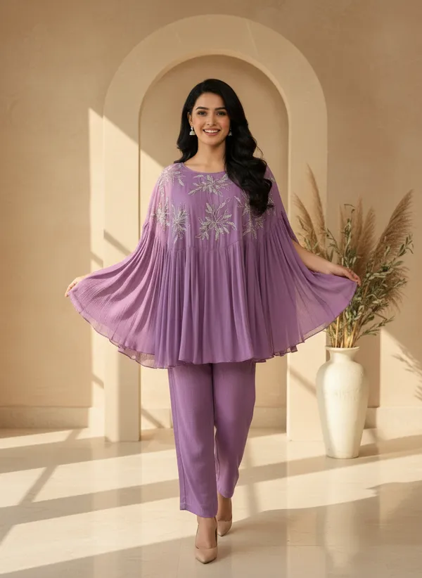 Purple_Chiffon_Kaftan_Style_Floral_Co-Ord_Set_For_Women