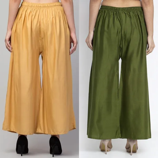 Mustard_And_Olive_Green_Rayon_Wide_Leg_Palazzo_Pants_For_Women