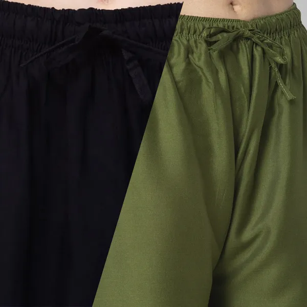 Black_And_Olive_Green_Rayon_Flared_Palazzo_Pants_For_Women