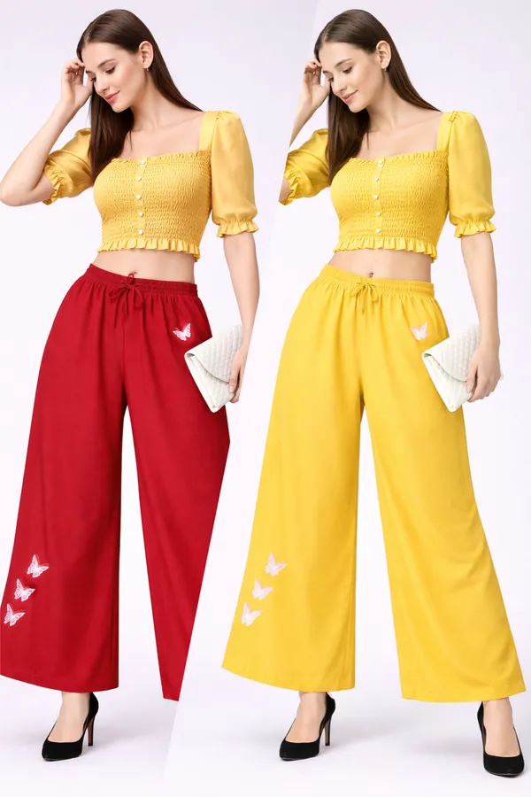 Red_Yellow_Rayon_Wide_Leg_Butterfly_Print_Palazzo_Pants_For_Women