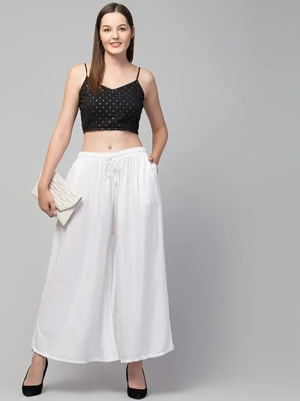 White_Rayon_Wide_Leg_Palazzo_Pants_For_Women