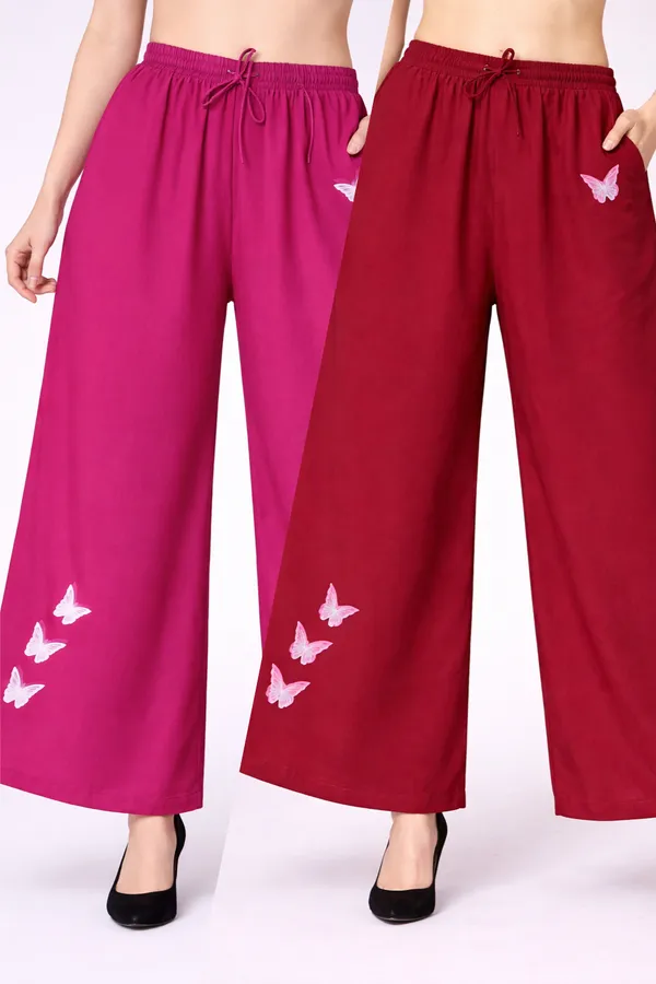 Pink_Maroon_Rayon_Relaxed_Butterfly_Print_Palazzo_Pants_For_Women