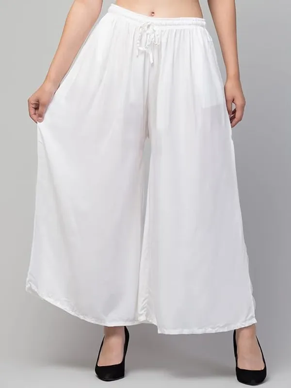 White_Rayon_Wide_Leg_Palazzo_Pants_For_Women