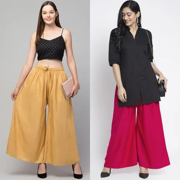 Mustard_And_Pink_Rayon_Wide_Leg_Palazzo_Pants_For_Women