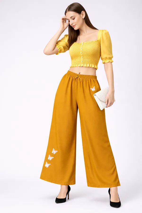 Mustard_Yellow_Rayon_Wide_Leg_Butterfly_Print_Palazzo_Pants_For_Women