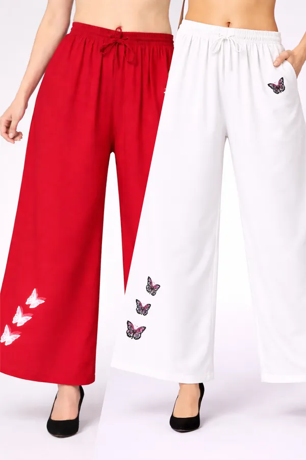 Red_White_Rayon_Wide_Leg_Butterfly_Print_Palazzo_Pants_For_Women