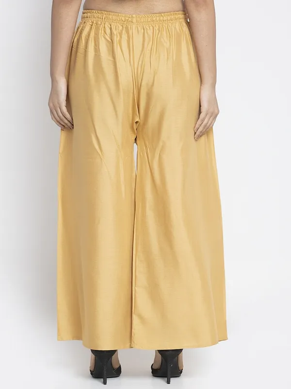 Gold_Satin_Wide_Leg_Flared_Palazzo_Pants_For_Women