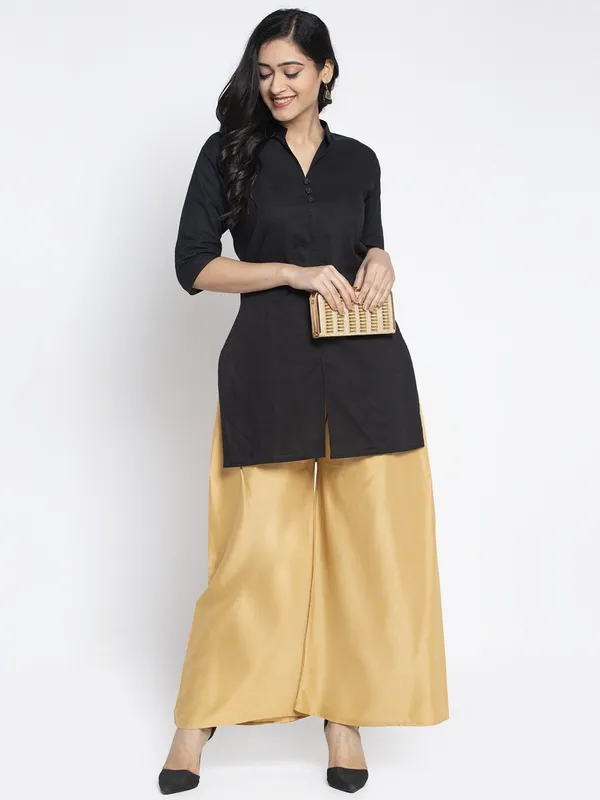 Gold_Satin_Wide_Leg_Flared_Palazzo_Pants_For_Women